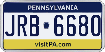PA license plate JRB6680