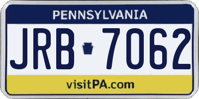 PA license plate JRB7062