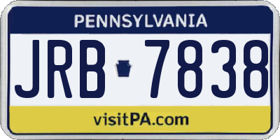 PA license plate JRB7838