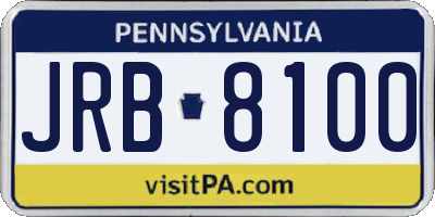 PA license plate JRB8100