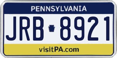 PA license plate JRB8921