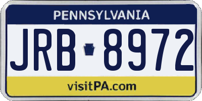 PA license plate JRB8972