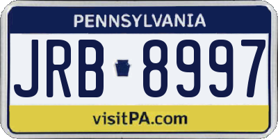 PA license plate JRB8997