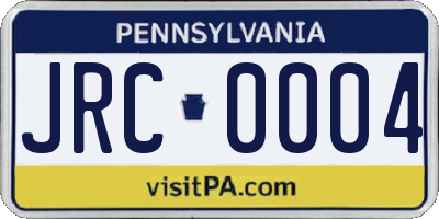 PA license plate JRC0004
