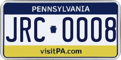 PA license plate JRC0008
