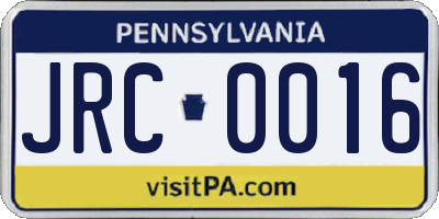 PA license plate JRC0016