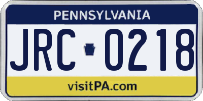 PA license plate JRC0218