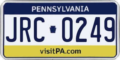 PA license plate JRC0249