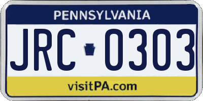 PA license plate JRC0303