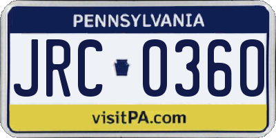 PA license plate JRC0360