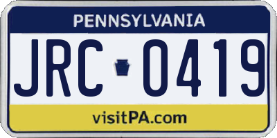 PA license plate JRC0419