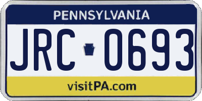 PA license plate JRC0693