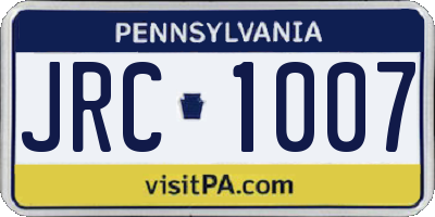 PA license plate JRC1007