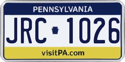 PA license plate JRC1026