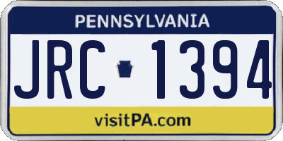 PA license plate JRC1394