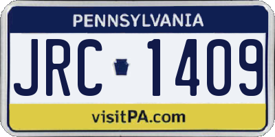 PA license plate JRC1409