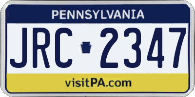 PA license plate JRC2347