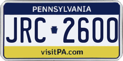 PA license plate JRC2600