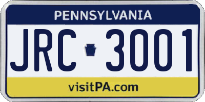 PA license plate JRC3001