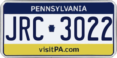 PA license plate JRC3022