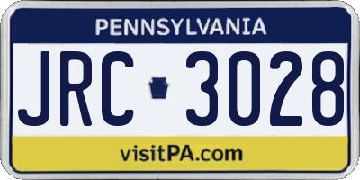 PA license plate JRC3028