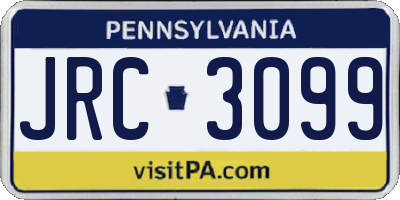 PA license plate JRC3099