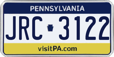 PA license plate JRC3122