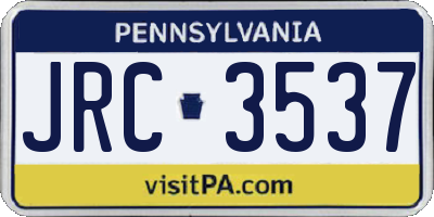 PA license plate JRC3537