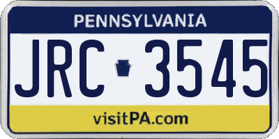 PA license plate JRC3545