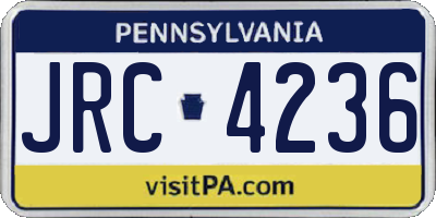 PA license plate JRC4236