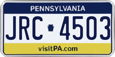 PA license plate JRC4503