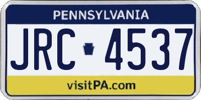 PA license plate JRC4537