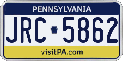 PA license plate JRC5862