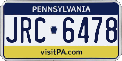 PA license plate JRC6478