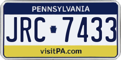 PA license plate JRC7433