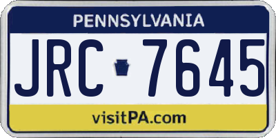 PA license plate JRC7645