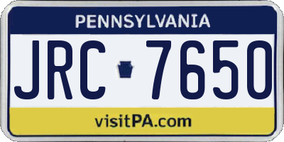PA license plate JRC7650