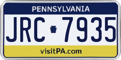 PA license plate JRC7935