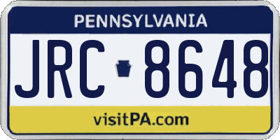 PA license plate JRC8648