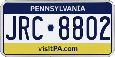PA license plate JRC8802