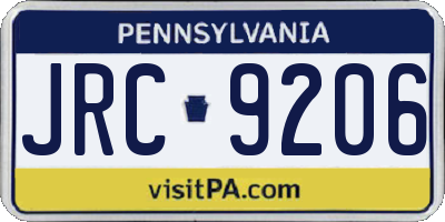 PA license plate JRC9206