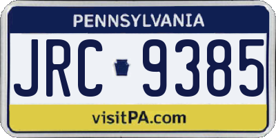 PA license plate JRC9385