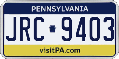 PA license plate JRC9403