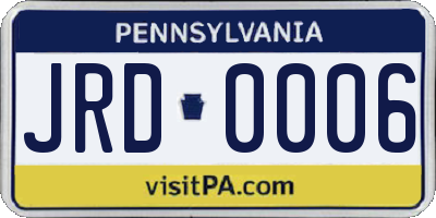 PA license plate JRD0006