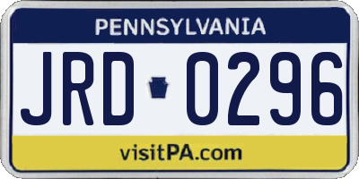 PA license plate JRD0296