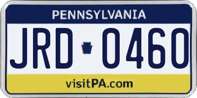 PA license plate JRD0460