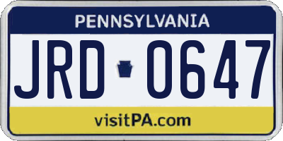 PA license plate JRD0647