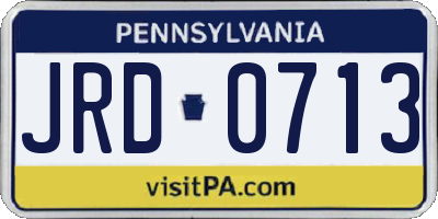 PA license plate JRD0713