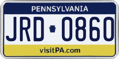PA license plate JRD0860
