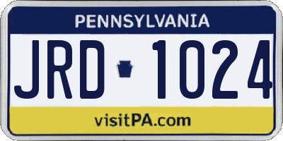 PA license plate JRD1024